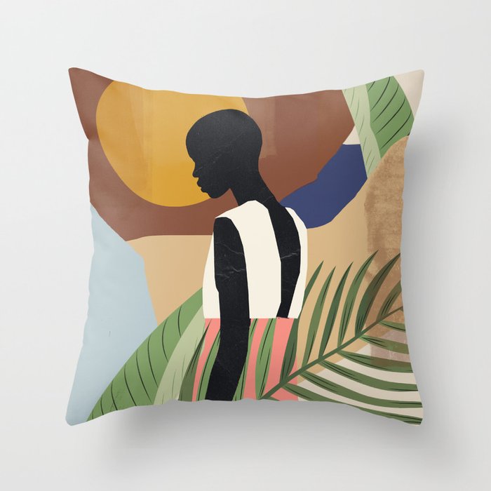 Tropical Girl 2 Throw Pillow Gallery Image 1