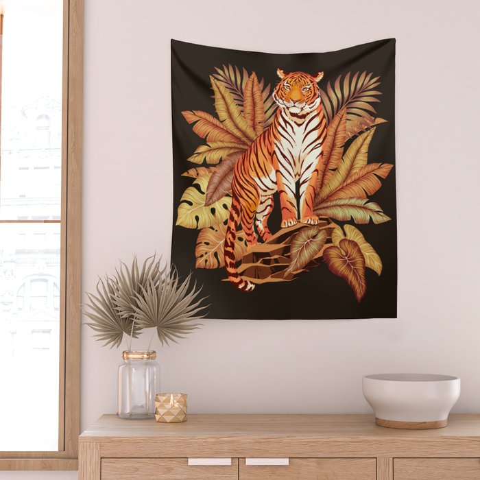 Autumn Jungle Tiger Wall Tapestry Gallery Image 2