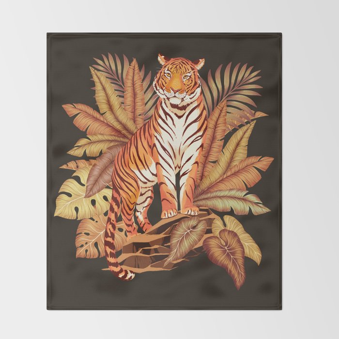 Autumn Jungle Tiger Throw Blanket Gallery Image 2