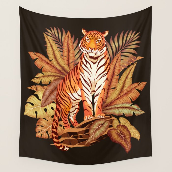Autumn Jungle Tiger Wall Tapestry Gallery Image 4
