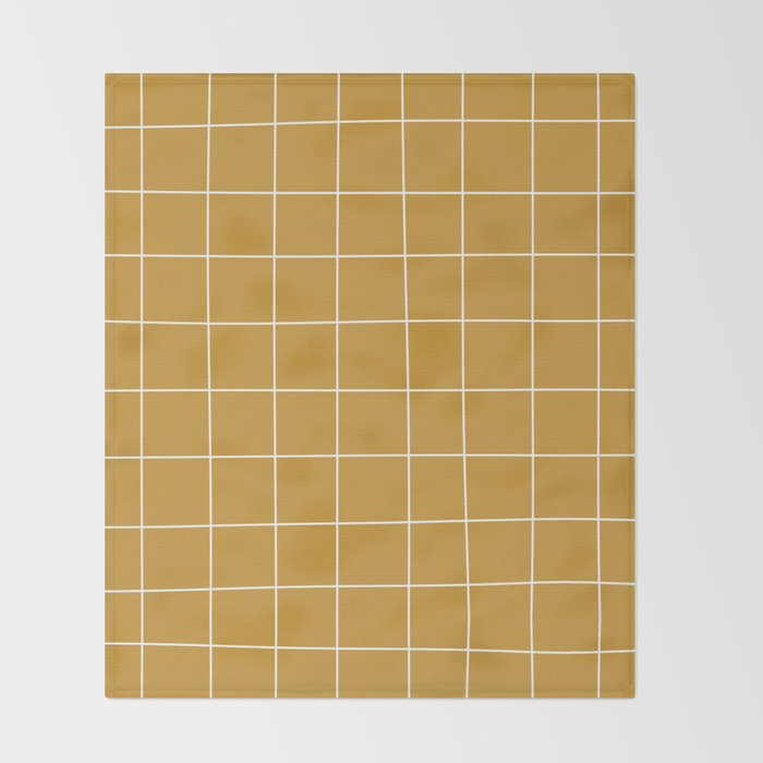 Hand Drawn Grid Golden Throw Blanket Gallery Image 2