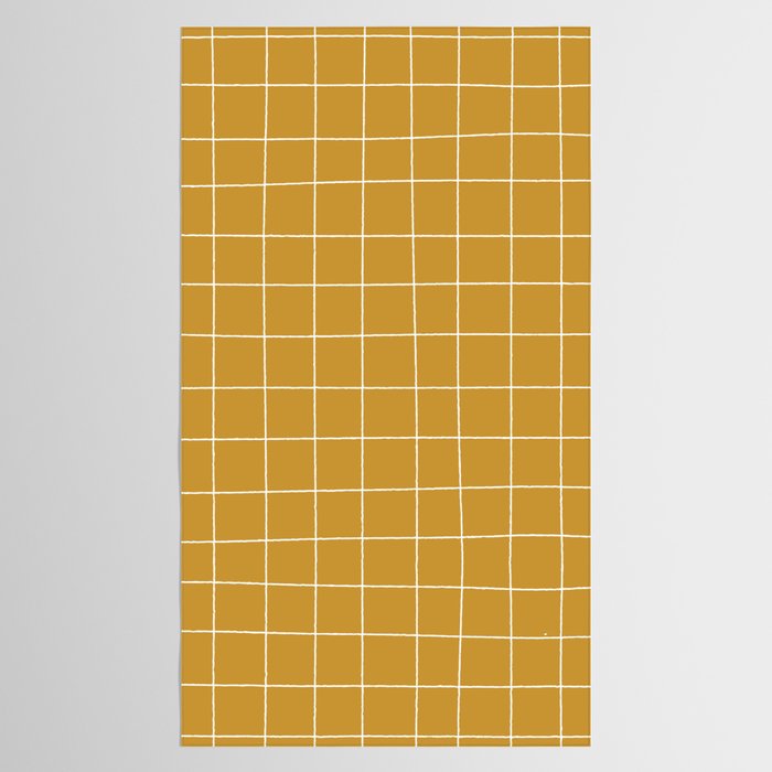 Hand Drawn Grid Golden Tablecloth Gallery Image 2