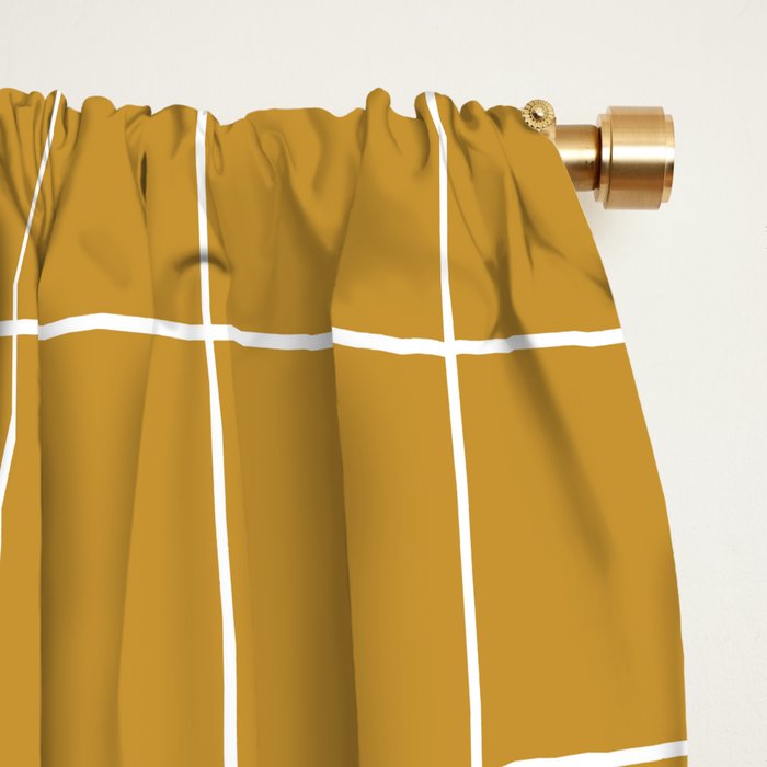 Hand Drawn Grid Golden Window Curtain Gallery Image 2