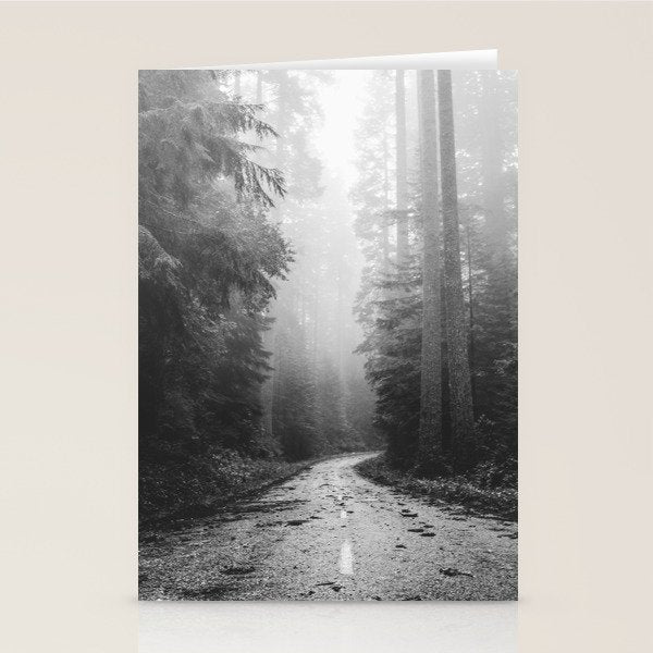 Redwood Forest Adventure Black and White - Nature Photography Stationery Card Gallery Image 1