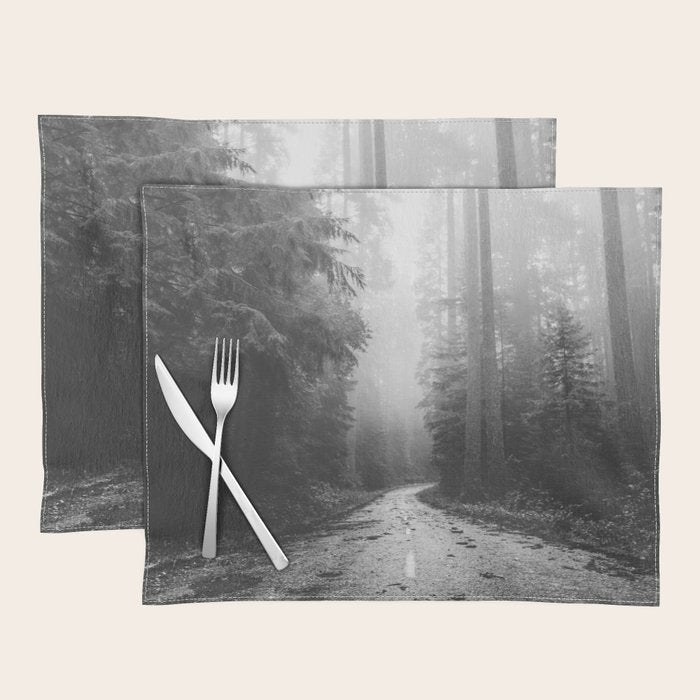 Redwood Forest Adventure Black and White - Nature Photography Placemat Gallery Image 1