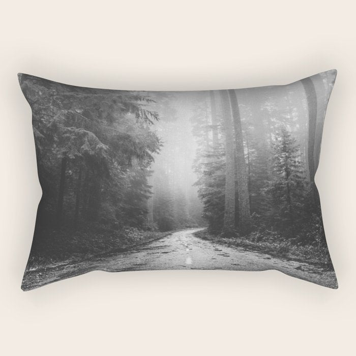 Redwood Forest Adventure Black and White - Nature Photography Rectangular Pillow Gallery Image 2