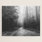 Redwood Forest Adventure Black and White - Nature Photography Jigsaw Puzzle Gallery Image 1