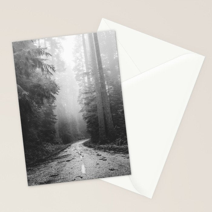 Redwood Forest Adventure Black and White - Nature Photography Stationery Card Gallery Image 2