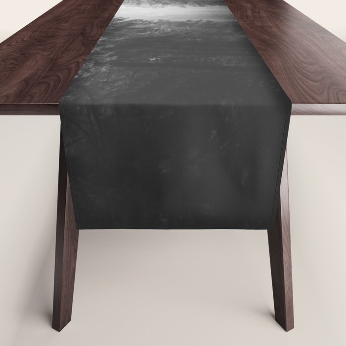 Redwood Forest Adventure Black and White - Nature Photography Table Runner Gallery Image 1