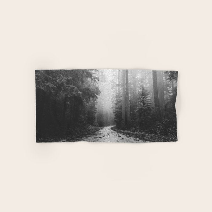 Redwood Forest Adventure Black and White - Nature Photography Bath Towel Gallery Image 1