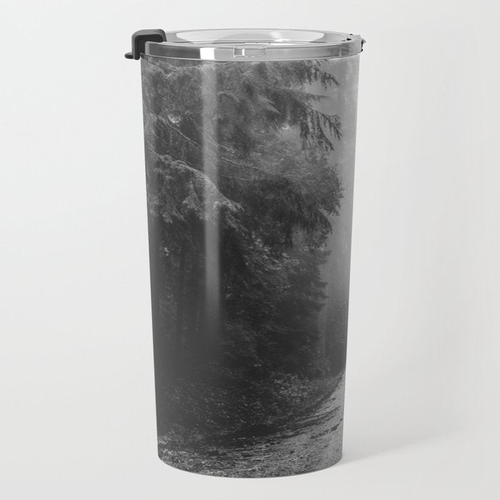 Redwood Forest Adventure Black and White - Nature Photography Travel Mug Gallery Image 3
