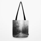 Redwood Forest Adventure Black and White - Nature Photography Tote Bag Gallery Image 2