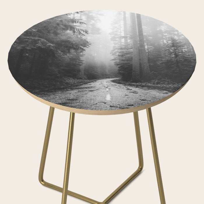 Redwood Forest Adventure Black and White - Nature Photography Side Table Gallery Image 2