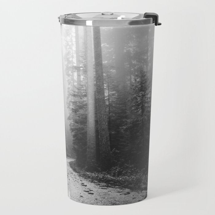 Redwood Forest Adventure Black and White - Nature Photography Travel Mug Gallery Image 2