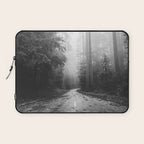 Redwood Forest Adventure Black and White - Nature Photography Laptop Sleeve Gallery Image 1