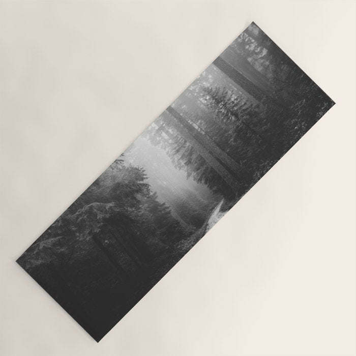 Redwood Forest Adventure Black and White - Nature Photography Yoga Mat Gallery Image 1