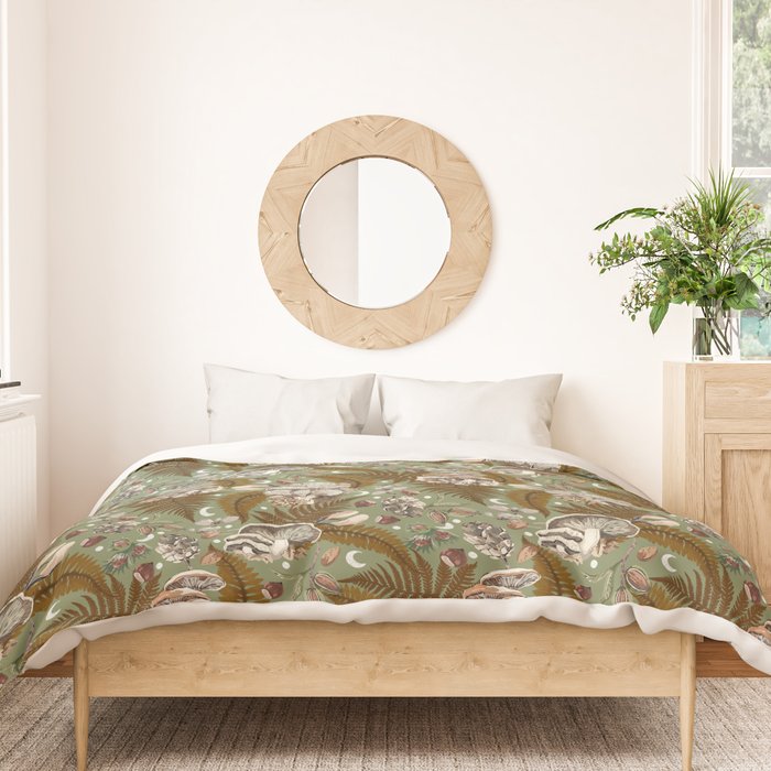Mushrooms in moon forest G Duvet Cover Gallery Image 3
