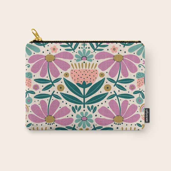 Pretty Floral - Lilac, Turquoise, Pink Carry All Pouch Gallery Image 1