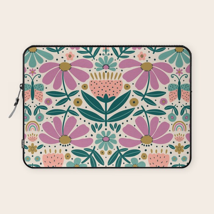 Pretty Floral - Lilac, Turquoise, Pink Laptop Sleeve Gallery Image 1