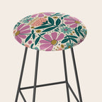 Pretty Floral - Lilac, Turquoise, Pink Stool Gallery Image 2