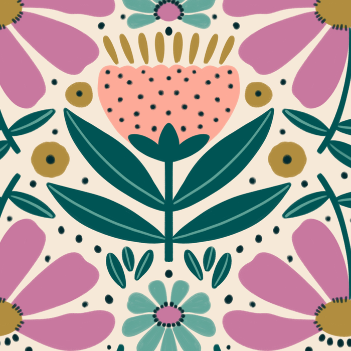 Pretty Floral - Lilac, Turquoise, Pink Coffee Mug Gallery Image 2