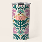 Pretty Floral - Lilac, Turquoise, Pink Travel Mug Gallery Image 1