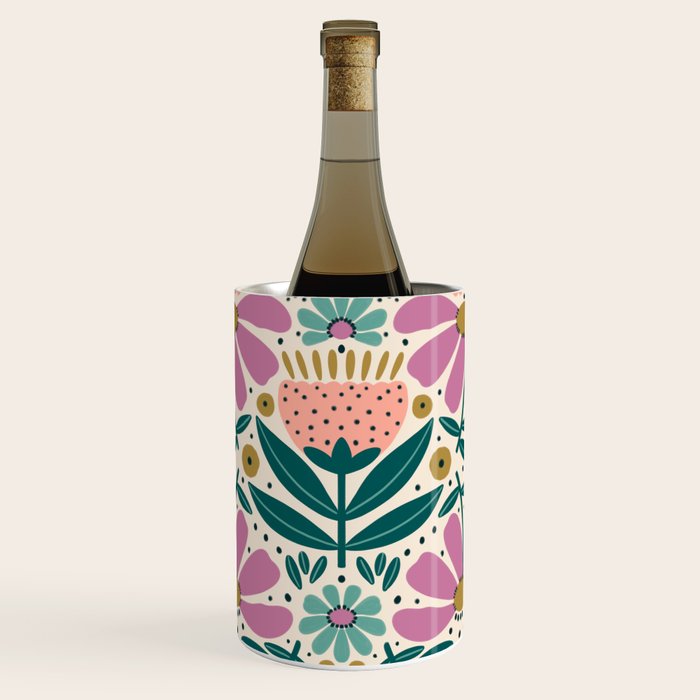 Pretty Floral - Lilac, Turquoise, Pink Wine Chiller Gallery Image 1
