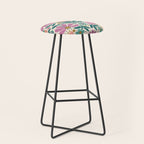 Pretty Floral - Lilac, Turquoise, Pink Stool Gallery Image 1