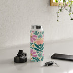 Pretty Floral - Lilac, Turquoise, Pink Water Bottle Gallery Image 4