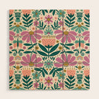 Pretty Floral - Lilac, Turquoise, Pink Wood Wall Art Gallery Image 1