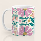 Pretty Floral - Lilac, Turquoise, Pink Coffee Mug Gallery Image 3
