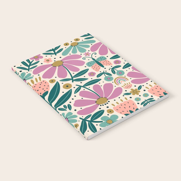 Pretty Floral - Lilac, Turquoise, Pink Notebook Gallery Image 1