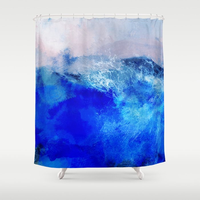 ocean blue abstract waterworld Shower Curtain Gallery Image 1