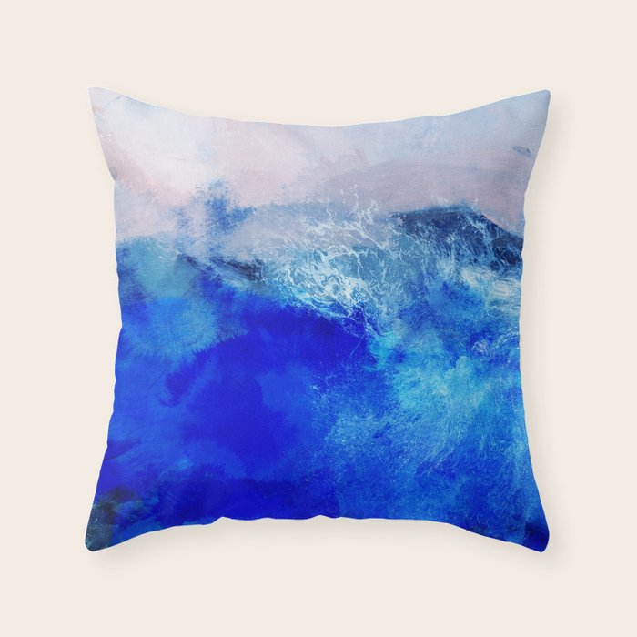ocean blue abstract waterworld Throw Pillow Gallery Image 1