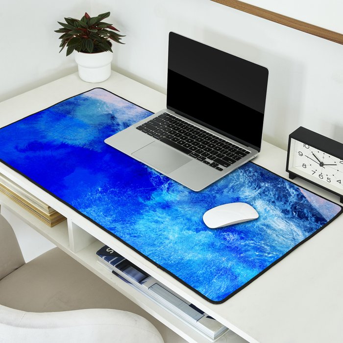 ocean blue abstract waterworld Desk Mat Gallery Image 2