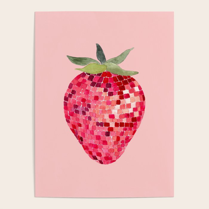 Disco Ball Strawberry Poster Gallery Image 1