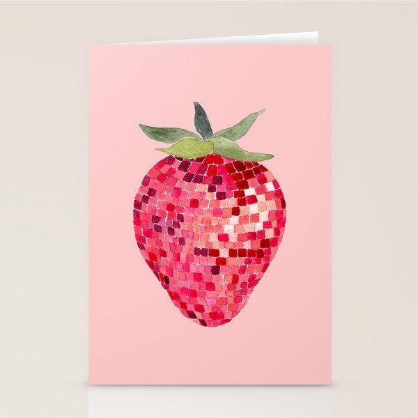 Disco Ball Strawberry Stationery Card Gallery Image 2