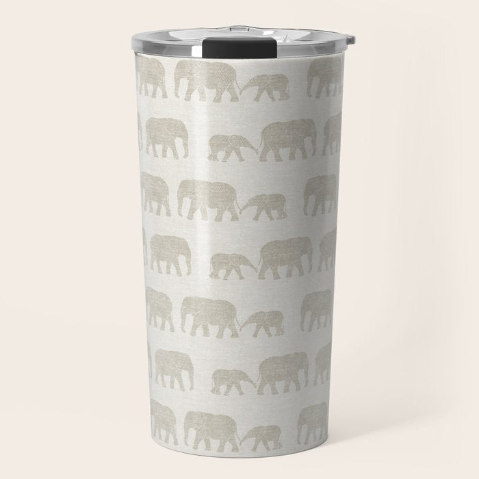 elephant march - beige Travel Mug Gallery Image 1