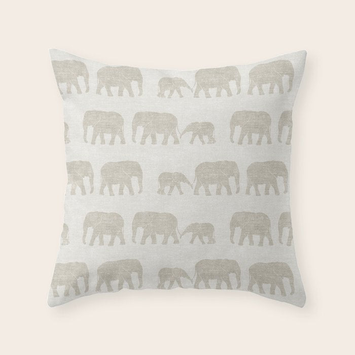 elephant march - beige Throw Pillow Gallery Image 6