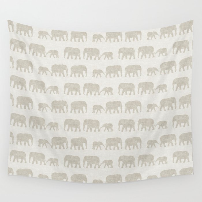 elephant march - beige Wall Tapestry Gallery Image 4