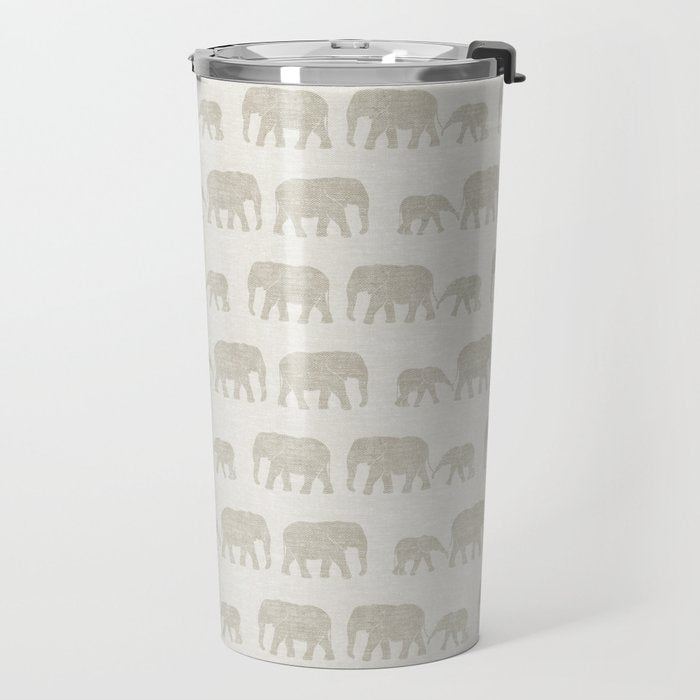 elephant march - beige Travel Mug Gallery Image 2