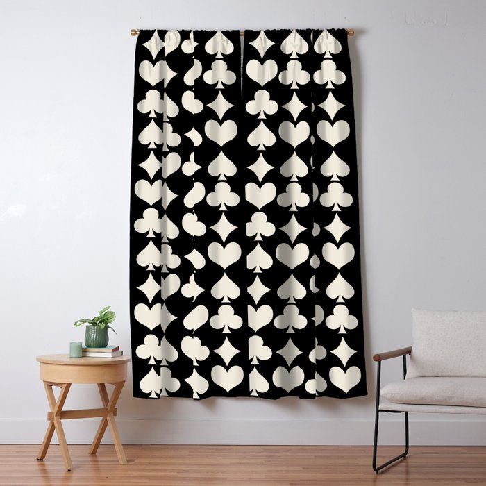 Card Suit Motifs I Black and White Window Curtain Gallery Image 5