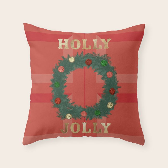 Holly Jolly Garland Throw Pillow Gallery Image 6