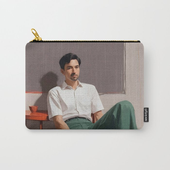 Dolce Far Niente, The sweetness of doing nothing, man sitting idle living in the moment, slow living calm peace of mind, positivity mindset slow down Carry All Pouch Gallery Image 1