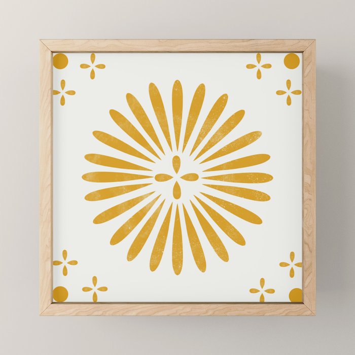 Happy Sunshine - yellow art, sunshine, boho art, bohemian, tile, home decor, yellow, yellow art print Mini Art Print Gallery Image 1