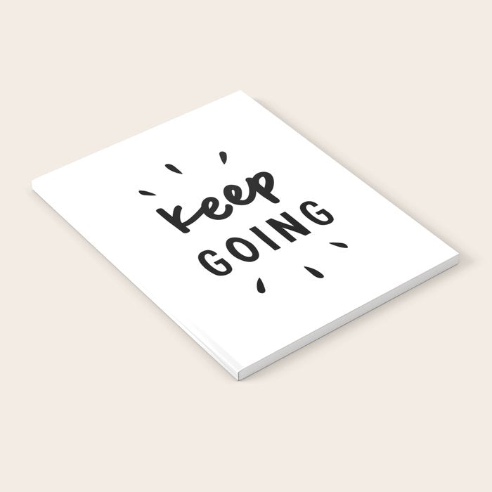 Keep Going positive black and white typography inspirational motivational home wall bedroom decor Notebook Gallery Image 2
