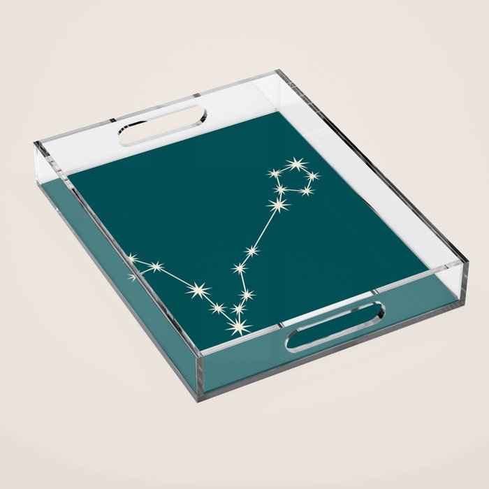 Pisces Zodiac Star Constellation Line Art Deep Teal Acrylic Tray Gallery Image 1