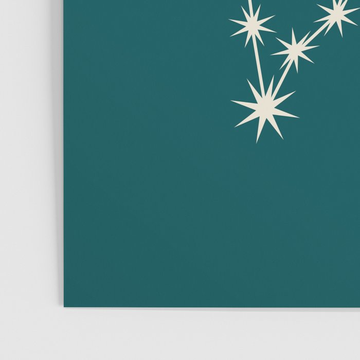 Pisces Zodiac Star Constellation Line Art Deep Teal Poster Gallery Image 3