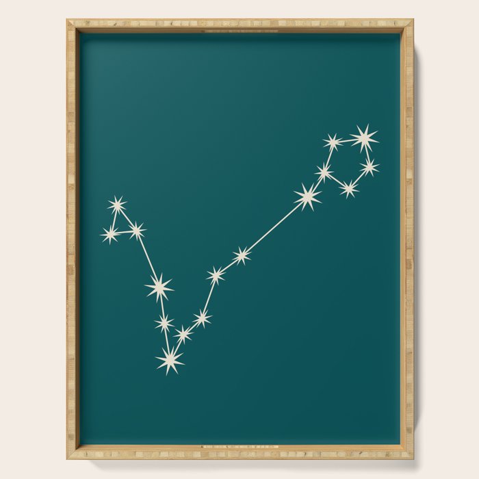 Pisces Zodiac Star Constellation Line Art Deep Teal Serving Tray Gallery Image 1