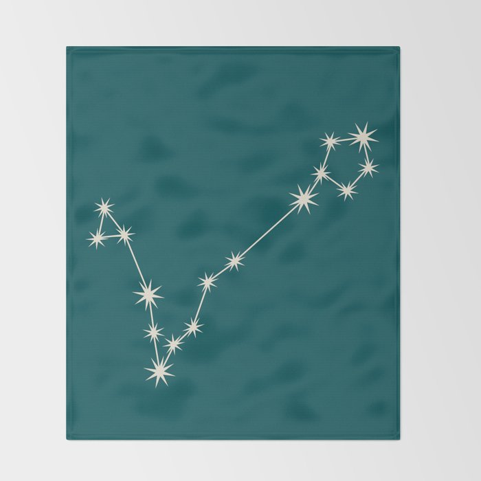 Pisces Zodiac Star Constellation Line Art Deep Teal Throw Blanket Gallery Image 2